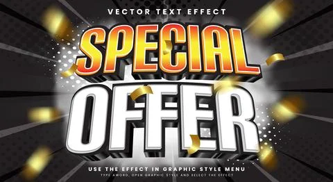 Special Offer 3d editable discount and offer text style Stock Illustration