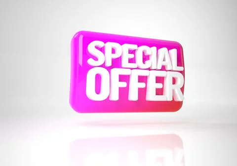 Special offer  3d text banner sales discount.  3d render graphic tag label is Illustrazione stock