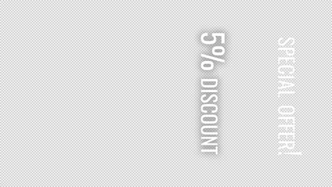 Special Offer of a 5% discount animated white text in a transparent vertical Stock Footage 170154486