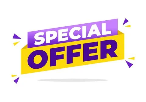 Special offer banner template featuring modern purple and yellow colors Stock Illustration
