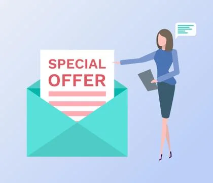 Special Offer Envelope Letter with Proposal Vector Stock Illustration
