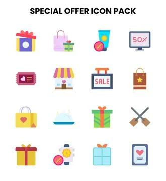 Special Offer Flat Bundle Icons Pack 库存插图