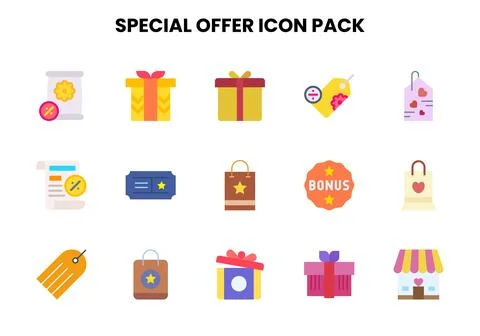Special Offer Flat Design Icons Pack Stock Illustration