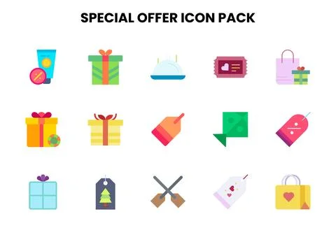Special Offer Flat Vector Icons Pack 스톡 일러스트