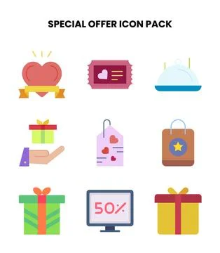 Special Offer Flat Vector Icons Pack 스톡 일러스트