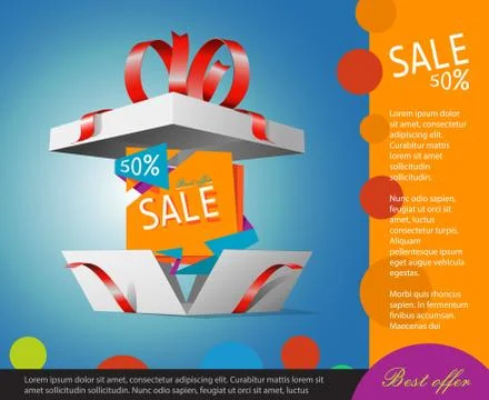 Special offer in a gift box. Gift coupon Stock Illustration