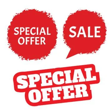 Special Offer grunge red. Vector badge template. Exclusive offer Stock Illustration
