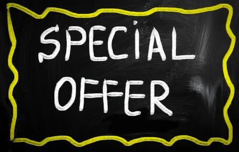 "special offer" handwritten with white chalk on a blackboard Stock Illustration