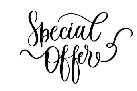 Special Offer lettering in elegant cursive script with decorative flourishes. Stock Illustration