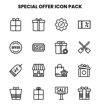 Special Offer Line Icons Pack Stock Illustration