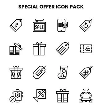Special Offer Line Vector Icons Pack Stock Illustration