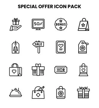 Special Offer Line Vector Icons Pack Stock Illustration