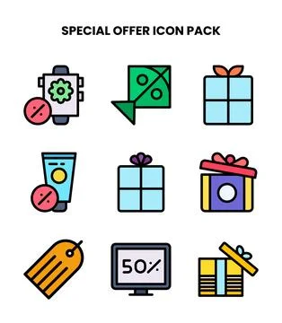 Special Offer Lineal Color Vector Icons Pack Stock Illustration