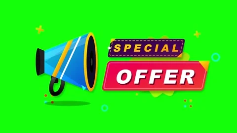 Special offer megaphone animation with green screen background, for marketi.. Stock Footage 337553188