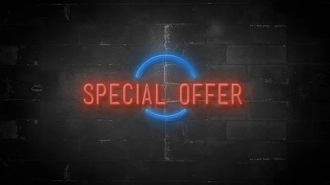 Special Offer Message on Flickering Neon Sign in 4K Resolution Stock Footage 119321737