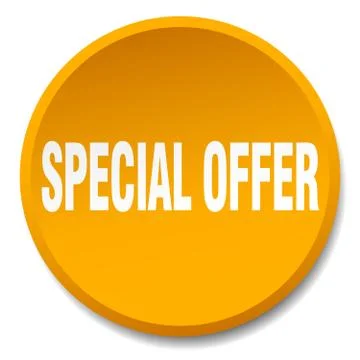 Special offer orange round flat isolated push button Stock Illustration