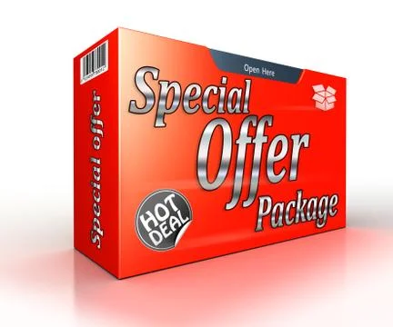 Special offer package concept red advertisement Stock Illustration