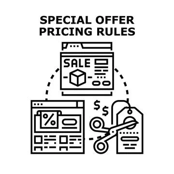 Special offer pricing rules for discount promotions Stock Illustration