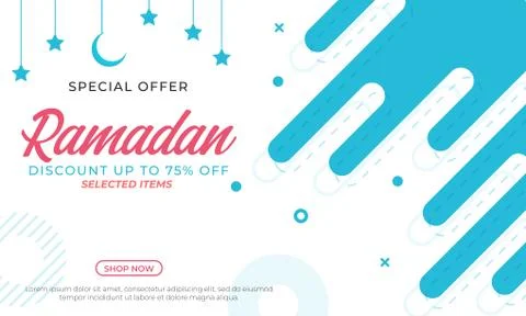 Special offer ramadan discount up to 75% off. Sale banner template design Stock Illustration
