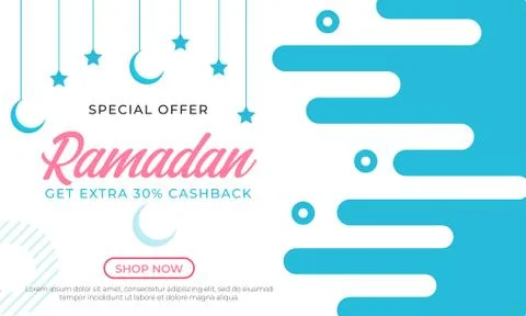 Special offer ramadan get extra 30% cashback. Sale banner template Stock Illustration