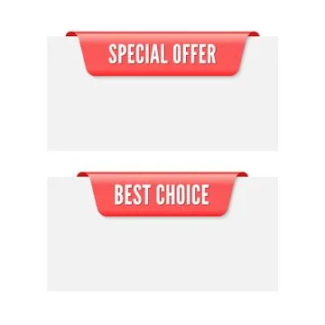 Special offer ribbon flags set. Vector illustration isolated Stock Illustration