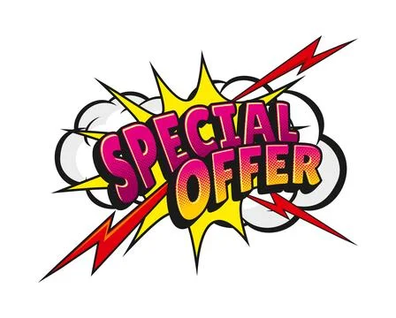 Special offer sale comic speech bubble sticker Stock Illustration