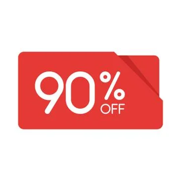 Special offer sale red rectangle origami tag. Discount 90 percent offer price 库存插图