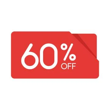 Special offer sale red rectangle origami tag. Discount 60 percent offer price Stockillustratie