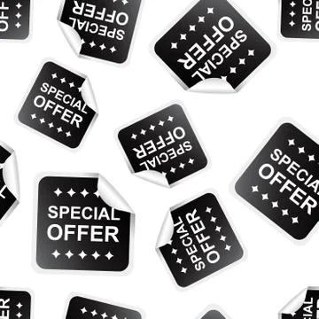 Special offer sticker seamless pattern background icon. Business flat vector  Stock Illustration