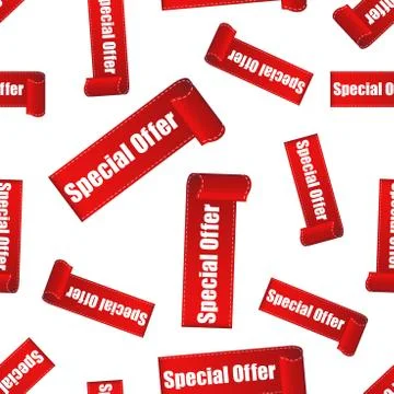 Special offer sticker seamless pattern background. Business flat vector illus Stock Illustration