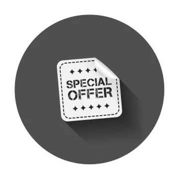 Special offer sticker. Vector illustration with long shadow. Stock Illustration
