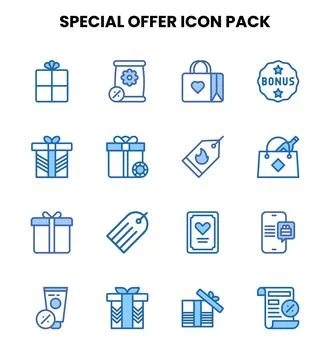 Special Offer Two Colour Bundle Icons Pack Stock Illustration