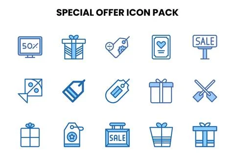 Special Offer Two Colour Collection Icons Pack Stock Illustration