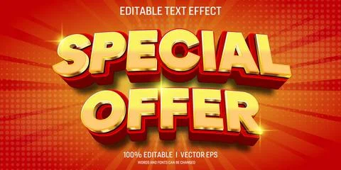 Special offer vector 3d text effect with modern style design Stock Illustration