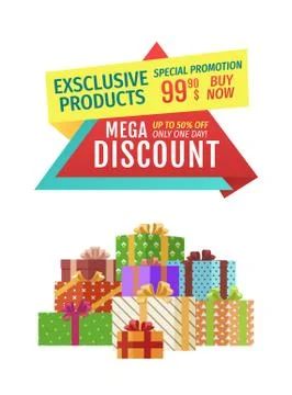 Special offer vector banner with pile of boxes Stock Illustration
