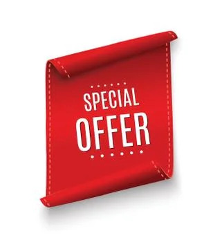 Special offer vector ribbon.Red scroll. Banner sale tag. Market special offer Stock Illustration