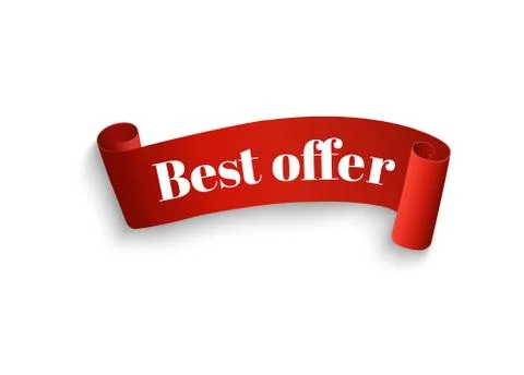 Special offer vector ribbon.Red scroll. Banner sale tag. Market special offer Stock Illustration