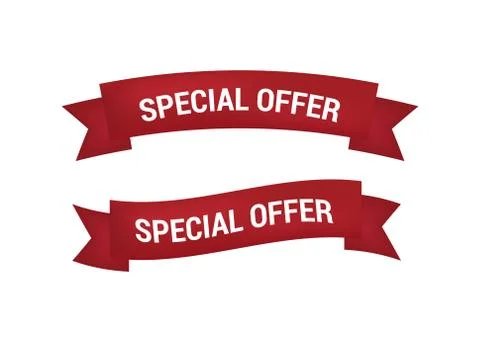 Special offer vector ribbon.Red scroll. Banner sale tag. Market special offer Stock Illustration