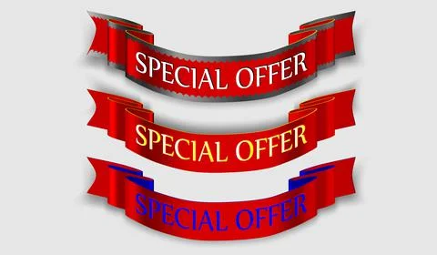 Special offer vector ribbon.Red scroll. Banner sale tag. 스톡 일러스트