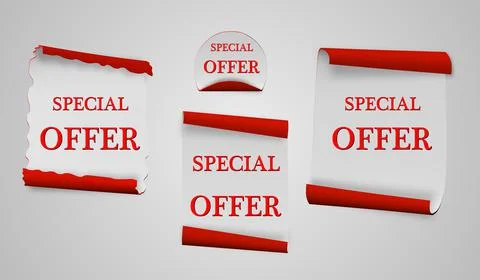 Special offer vector ribbon.Red scroll. Banner sale tag. 스톡 일러스트