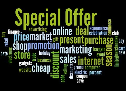 Special offer word cloud concept 스톡 일러스트