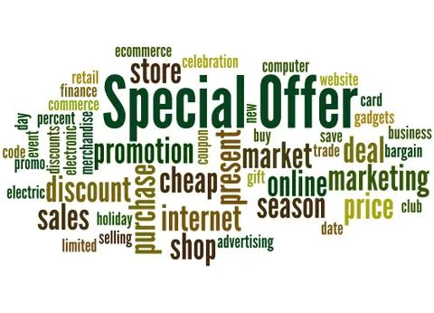 Special offer word cloud concept Illustrazione stock
