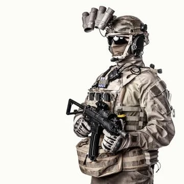 Special operations fighter studio shoot on white Foto stock