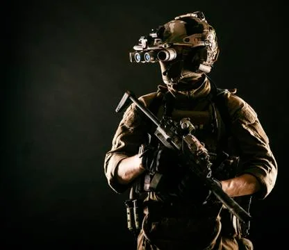 Special operations fighter studio shoot on white Stock Photos
