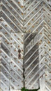 Special pattern on the doors of the castle, with rusted bolts and 写真素材