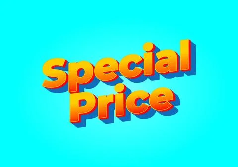 Special price. Text effect in 3D look. Yellow red color. Bright blue backgrou Stock Illustration