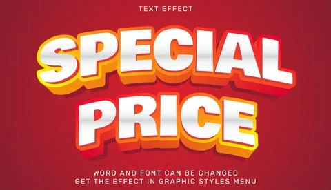 Special price text effect template in 3d design Stock Illustration