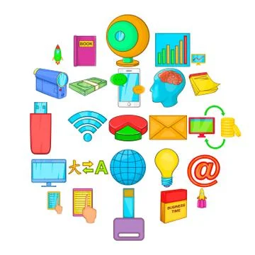 Special processor icons set, cartoon style Illustrazione stock