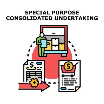 Special purpose consolidated undertaking concept illustrating business proces Stock Illustration