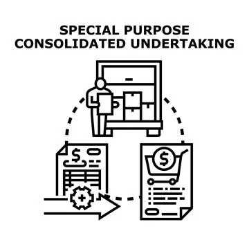 Special purpose consolidated undertaking concept illustrating business proces Stock Illustration